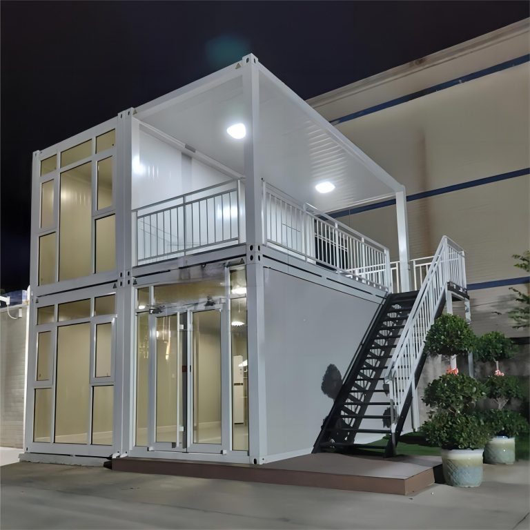 New modern two storey prefabricated container house with terrace