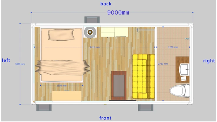 Wood grain prefab modular House design -01